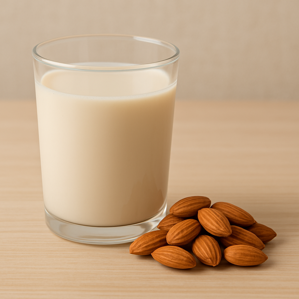 szklanka z mlekiem migdałowym